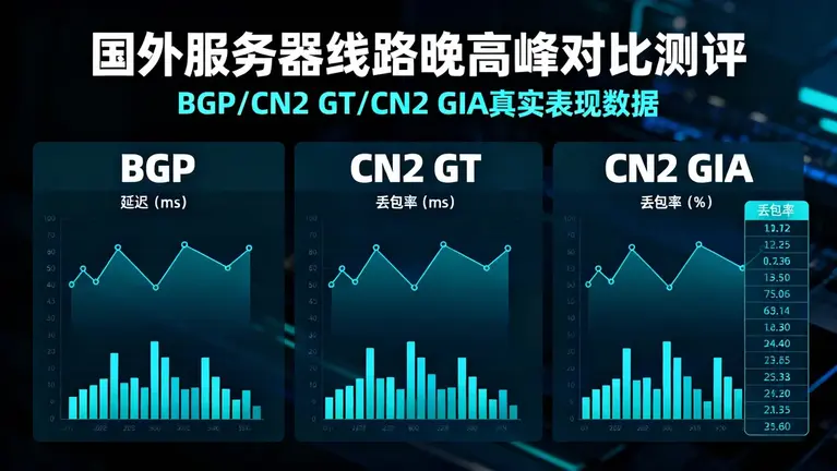 测评国外服务器线路：BGP、CN2 GT、CN2 GIA的真实晚高峰对比