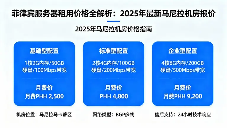 菲律宾服务器租用价格全解析：2025年最新马尼拉机房报价