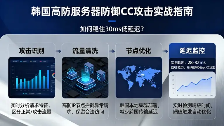 韩国高防服务器防御CC攻击实战：如何稳住30ms低延迟？