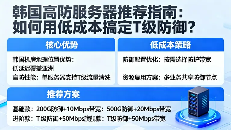韩国高防服务器推荐指南：如何用低成本搞定T级防御？