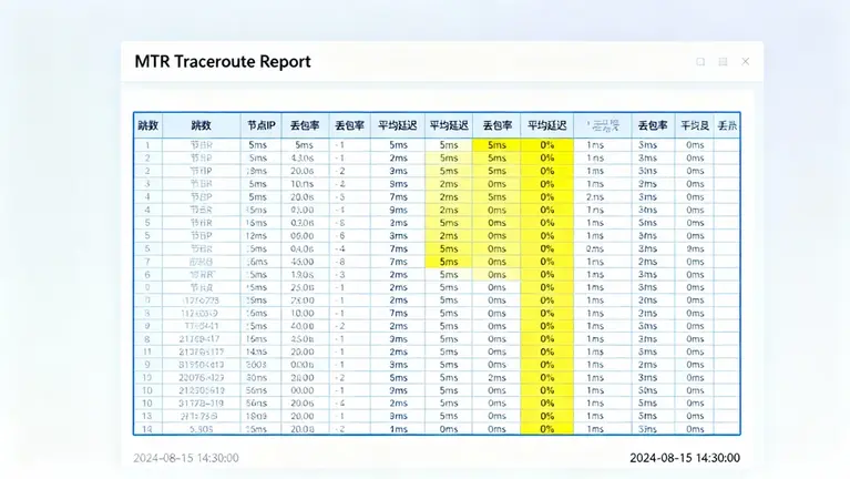 MTR工具运行截图，显示低延迟和无丢包