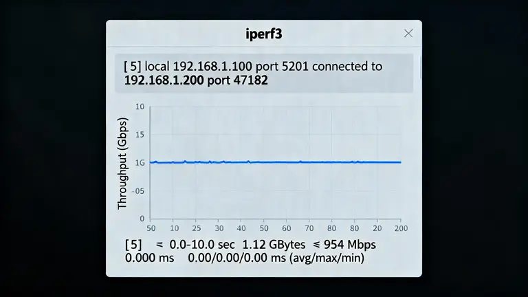 iperf3跑分截，稳定的1Gbps吞吐量曲线