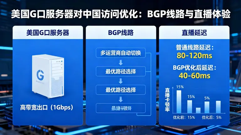 美国G口服务器对中国访问优化：BGP线路如何影响直播体验？