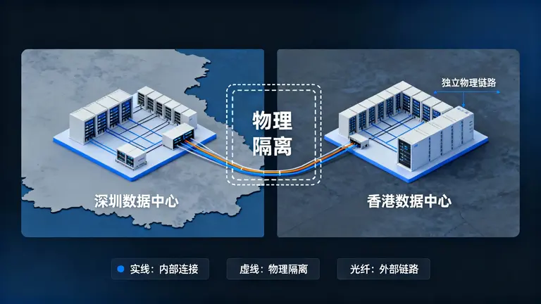深港两地数据中心互联的物理拓扑架构图