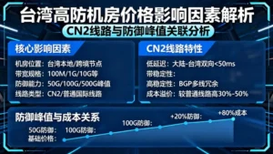 台湾高防机房价格受哪些因素影响？CN2线路与防御峰值解析