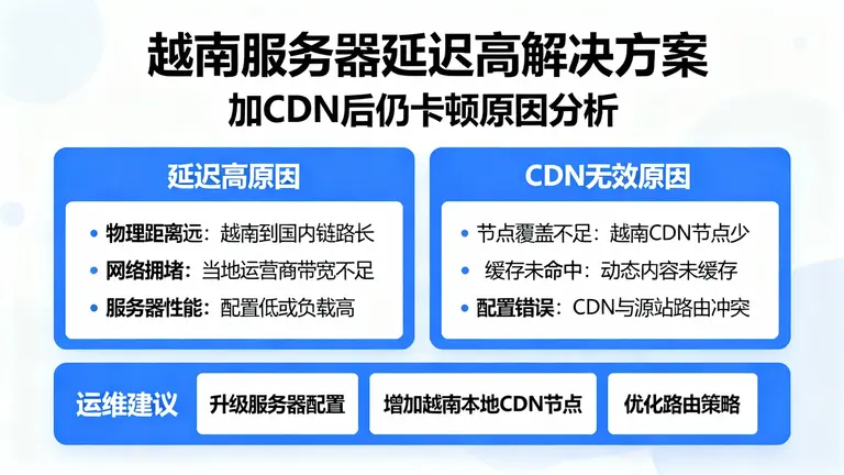 越南服务器延迟高怎么办？为什么加了CDN还是卡？资深运维为你解答