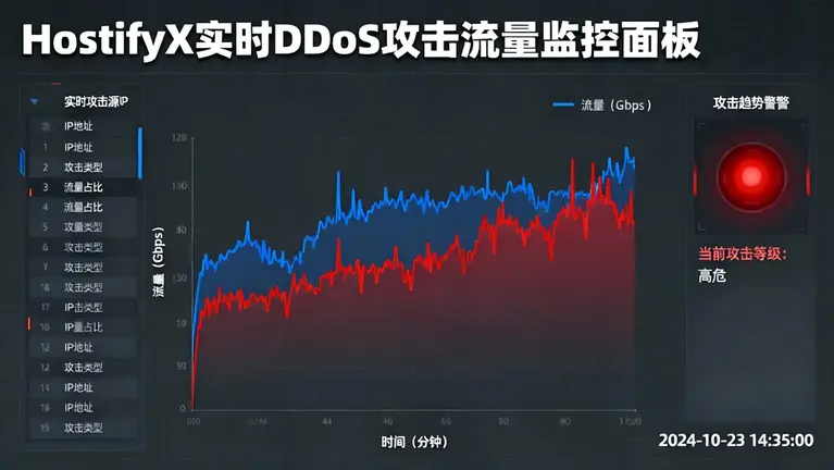 HostifyX实时DDoS攻击流量监控面板