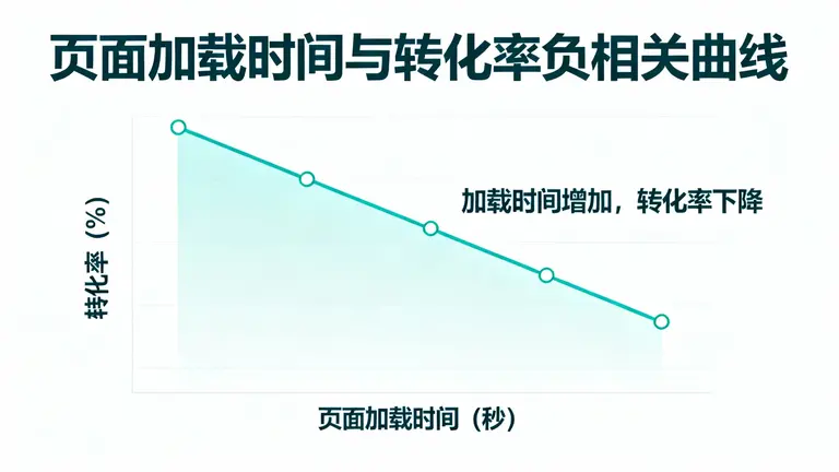 页面加载时间与转化率的负相关曲线