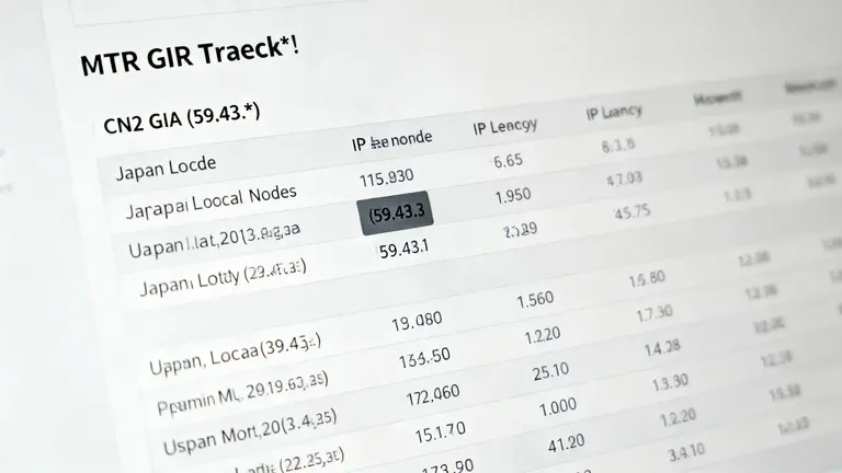 真实的MTR，显示CN2 GIA (59.43.*) 节点和日本本地节点，证明无美国跳转
