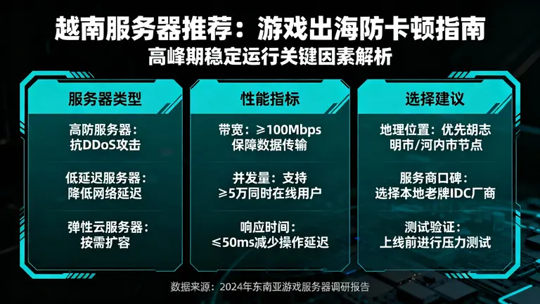 越南服务器推荐：游戏出海如何选择才能避免高峰期卡顿？
