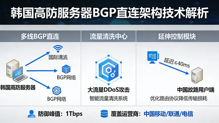 韩国高防服务器如何通过BGP直连架构，在防御大流量DDoS攻击的同时，将中国大陆延迟稳定在40ms以内