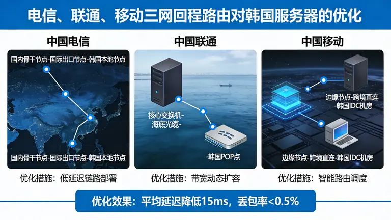 电信、联通、移动三网回程路由对韩国服务器的优化