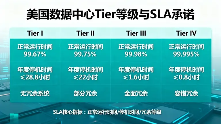 美国数据中心Tier等级到SLA承诺