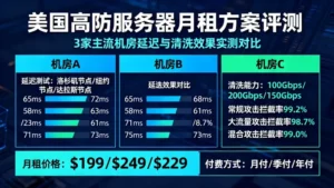 美国高防服务器月租方案评测：实测3家主流机房的延迟与清洗效果