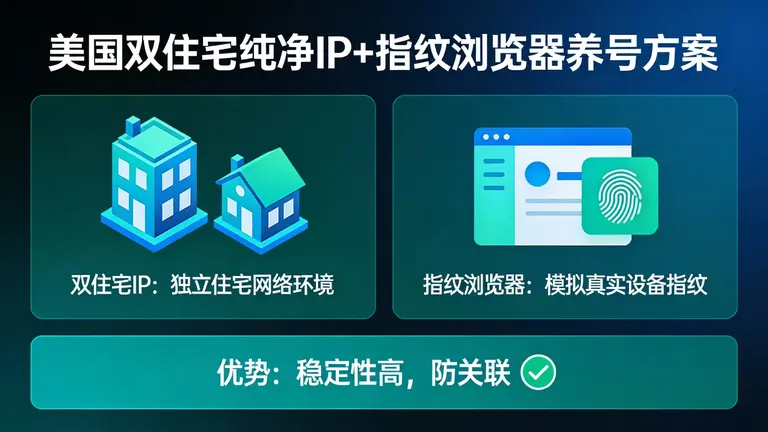 美国双住宅纯净ip配合指纹浏览器，是目前最稳的养号方案