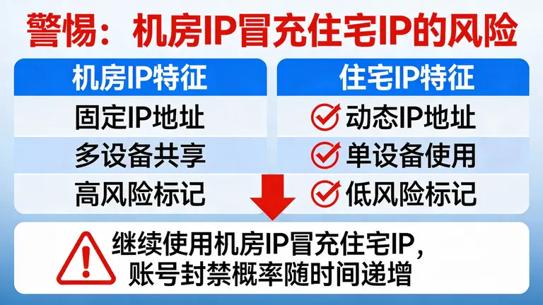 如果你还在用机房IP冒充住宅IP，封号只是时间问题