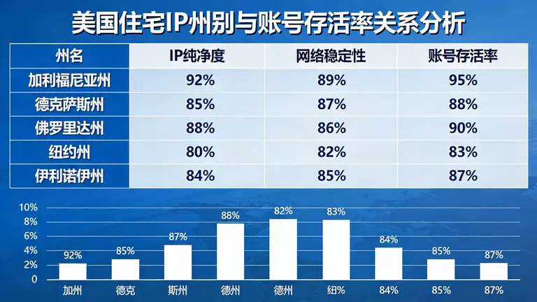美国住宅ip哪个洲比较好直接决定了账号的存活率