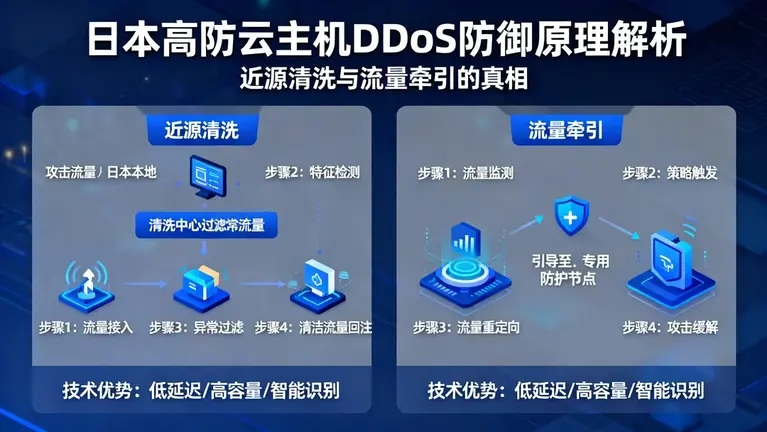 日本高防云主机ddos防御原理解析：近源清洗与流量牵引的真相