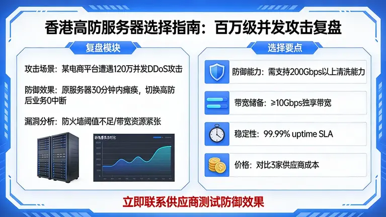 如何选择香港高防服务器保障业务不中断？从一次真实的百万级并发攻击说起