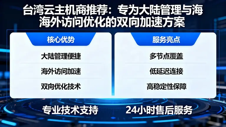 台湾云主机商推荐：专为大陆管理与海外访问优化的双向加速方案