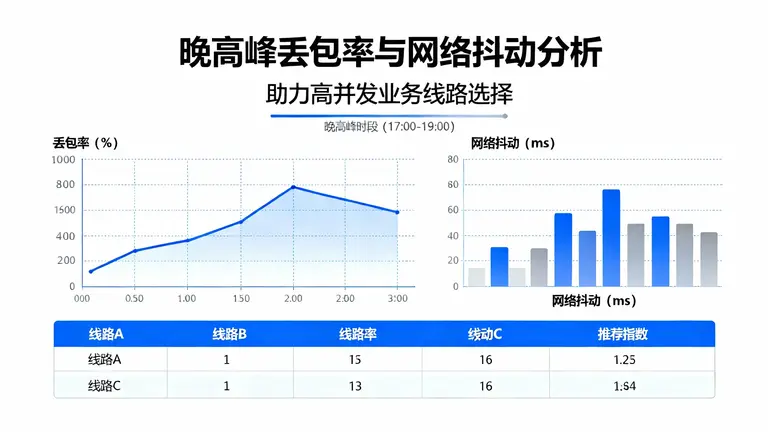 晚高峰丢包率与网络抖动，助你为高并发业务选对线路