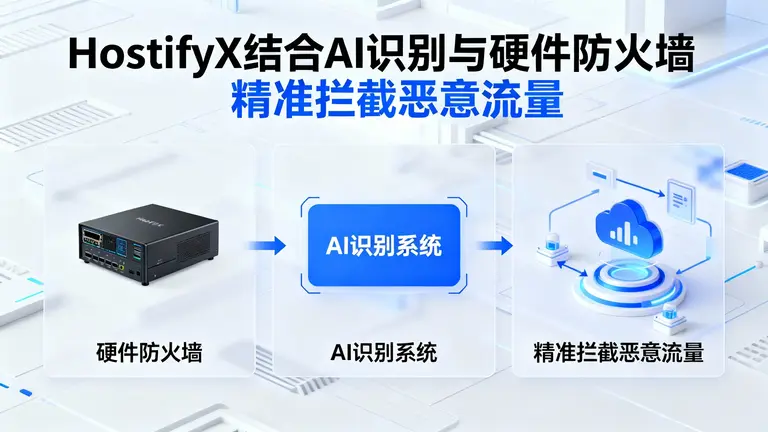 HostifyX结合AI识别与硬件防火墙，精准拦截恶意流量