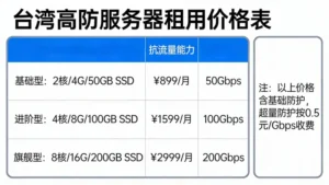 台湾高防服务器租用多少钱能抗住大流量？附详细价格表