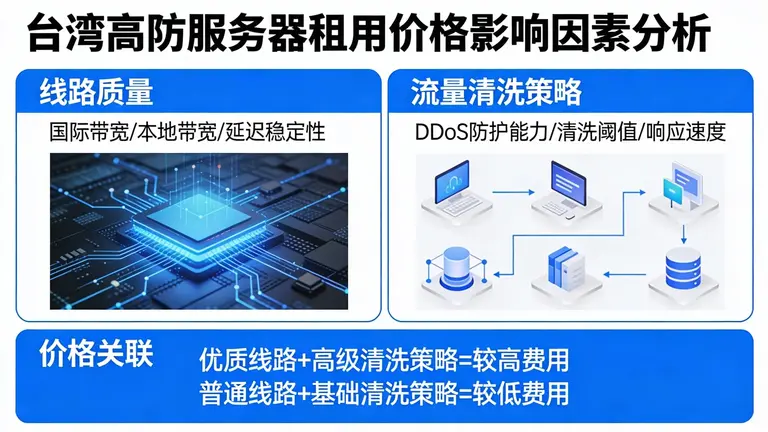 台湾高防服务器租用多少钱取决于线路质量与流量清洗策略