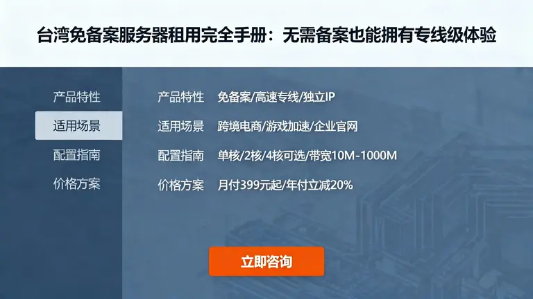 台湾免备案服务器租用完全手册：无需备案也能拥有专线级体验