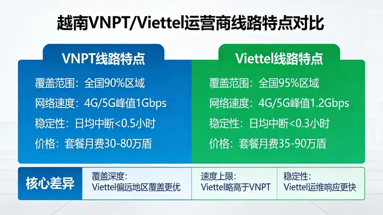 越南VNPT/Viettel运营商线路特点