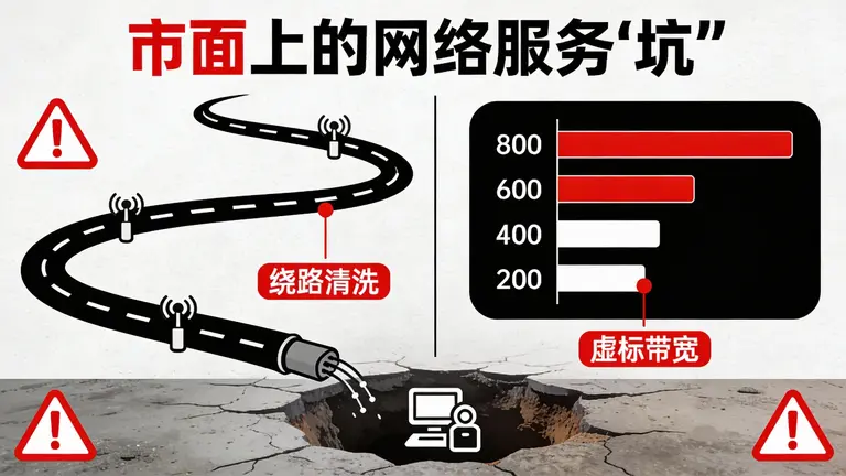 市面上充斥着绕路清洗和虚标带宽的“坑”