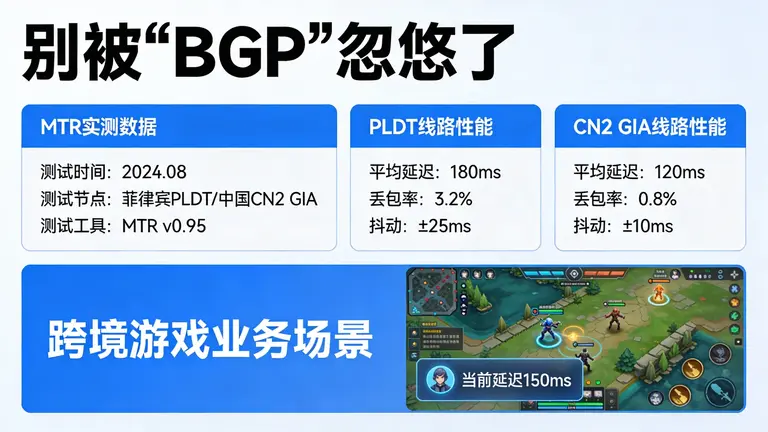 别被“BGP”忽悠了，通过MTR实测数据，为您揭秘PLDT与CN2 GIA线路在跨境游戏业务中的真实性能差异