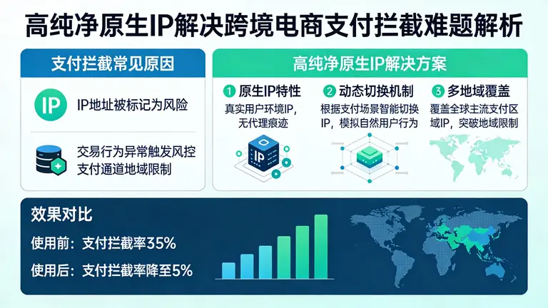 高纯净原生IP如何解决跨境电商支付环节的被拦截难题？