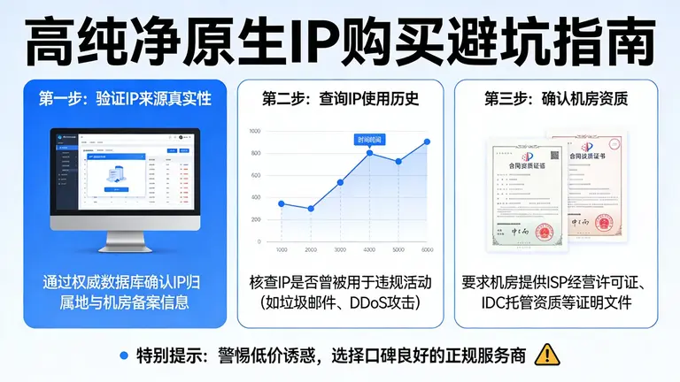 高纯净原生IP购买时如何避开机房伪造的“坑”？