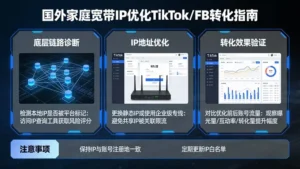 国外家庭宽带IP如何优化TikTok/FB转化？从底层链路解决账号限流问题