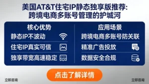 美国AT&T住宅IP静态独享版推荐：跨境电商多账号管理的护城河
