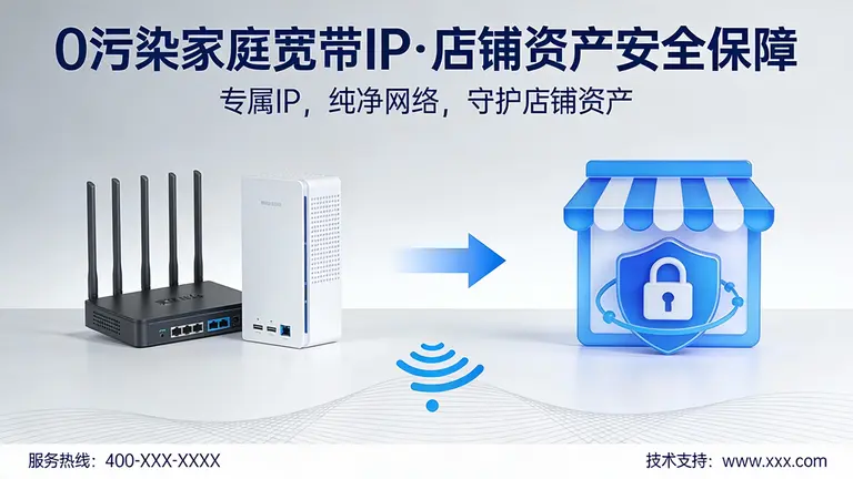0污染的家庭宽带IP，保障店铺资产安全