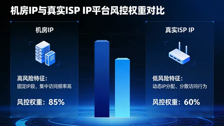 对比机房IP与真实ISP IP在平台风控眼中的权重差异