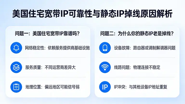美国住宅宽带ip靠谱吗？为什么你的静态IP老是掉线？