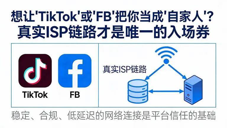 想让TikTok或FB把你当成“自家人”，真实ISP链路才是唯一的入场券