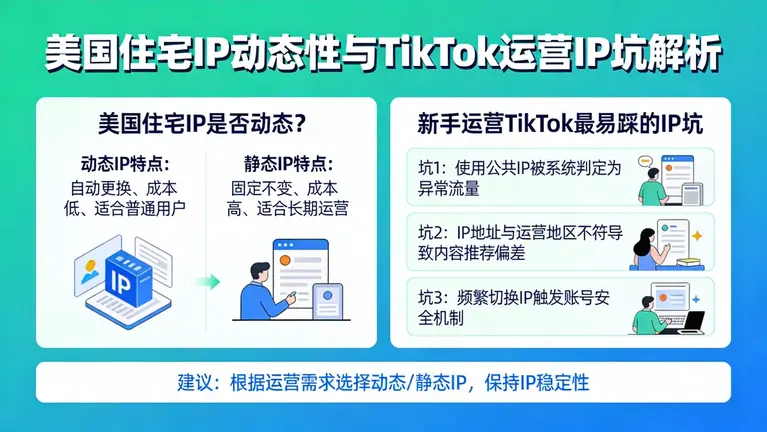 美国住宅ip是动态的吗？新手运营TikTok最容易踩的IP坑