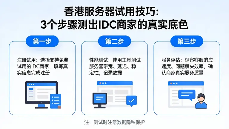 香港服务器试用技巧：3个步骤测出IDC商家的真实底色