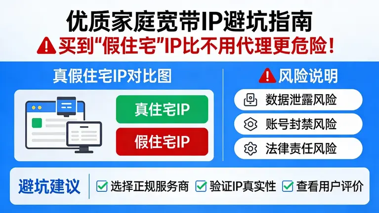 优质家庭宽带IP避坑指南：买到“假住宅”IP比不用代理更危险！