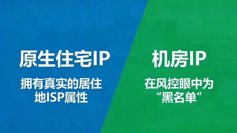 原生住宅IP拥有真实的居住地ISP属性，而机房IP在风控眼中就是“黑名单”