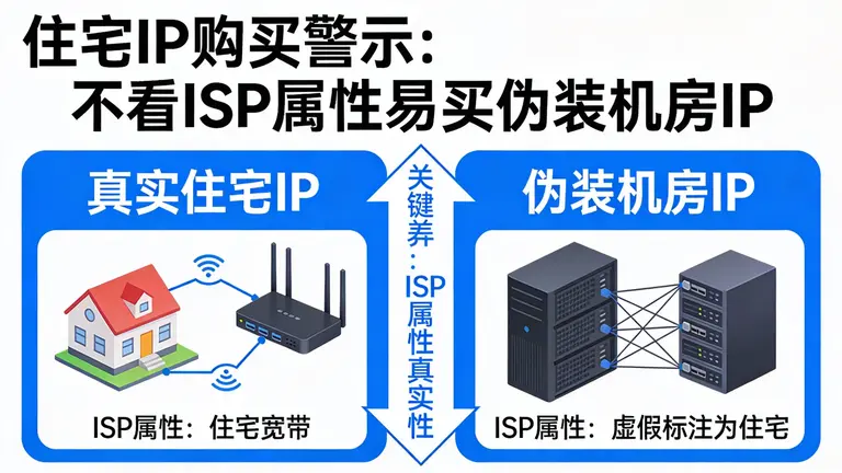 住宅IP购买如果不看ISP属性，买到的可能是“伪装”的机房IP