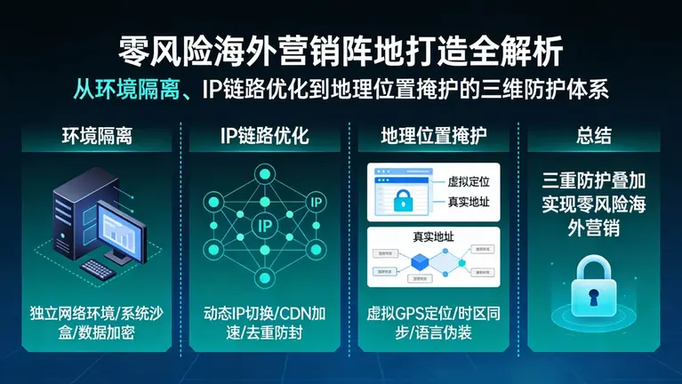 从环境隔离、IP链路优化到地理位置掩护，全方位解析如何打造零风险的海外营销阵地