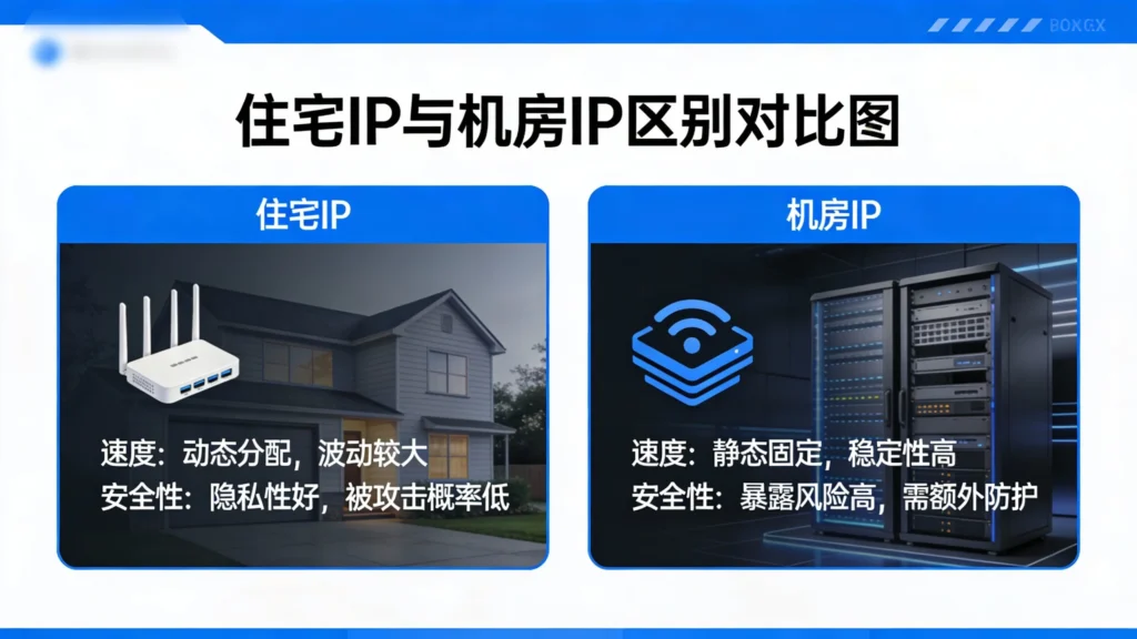 住宅ip与机房ip区别不仅体现在速度上，更体现在安全性上