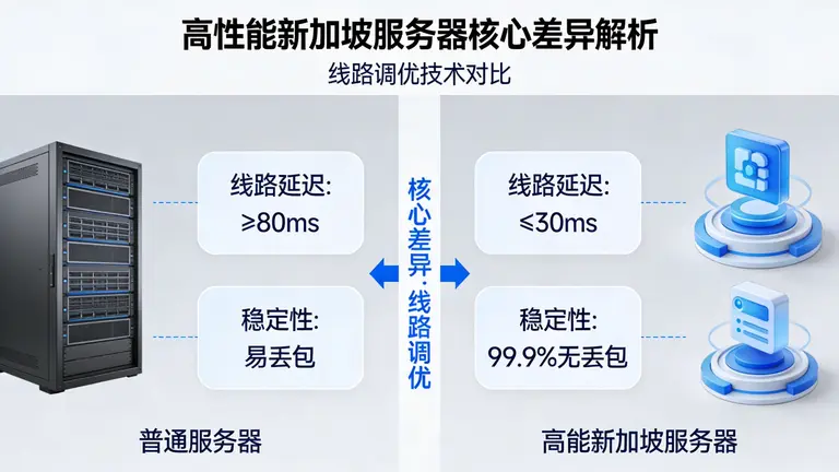 高性能新加坡服务器的核心差异在于线路调优