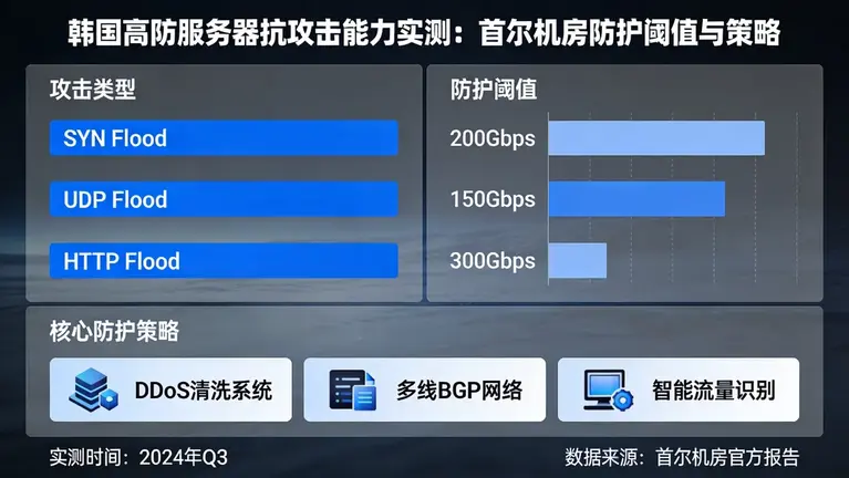 韩国高防服务器抗多大攻击？实测首尔机房真实防护阈值与策略