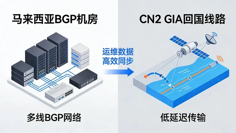 马来西亚BGP机房结合CN2 GIA回国线路，可实现运维数据的高效同步